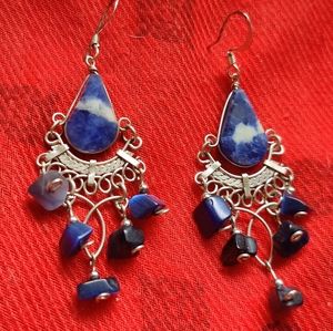 Lapis Gemstone Earrings Healing Crystal Boho